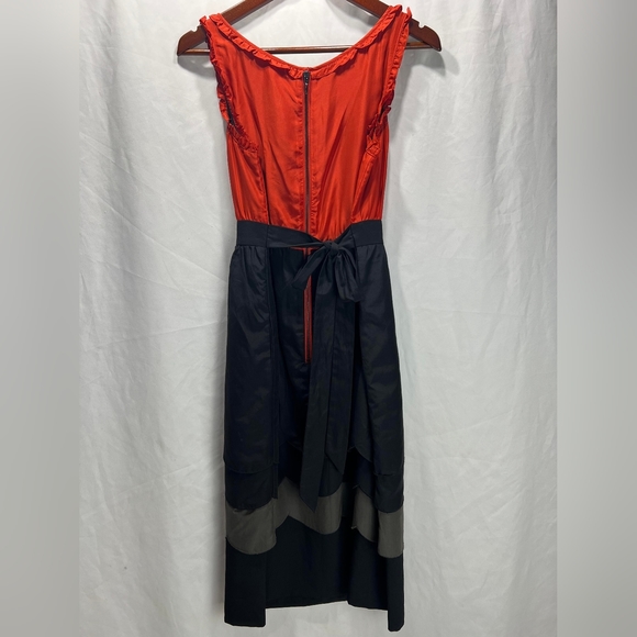NWT Maeve Anthropologie Horizon Line Color Block Scalloped Sheath Dress Silk US6 - Picture 4 of 4